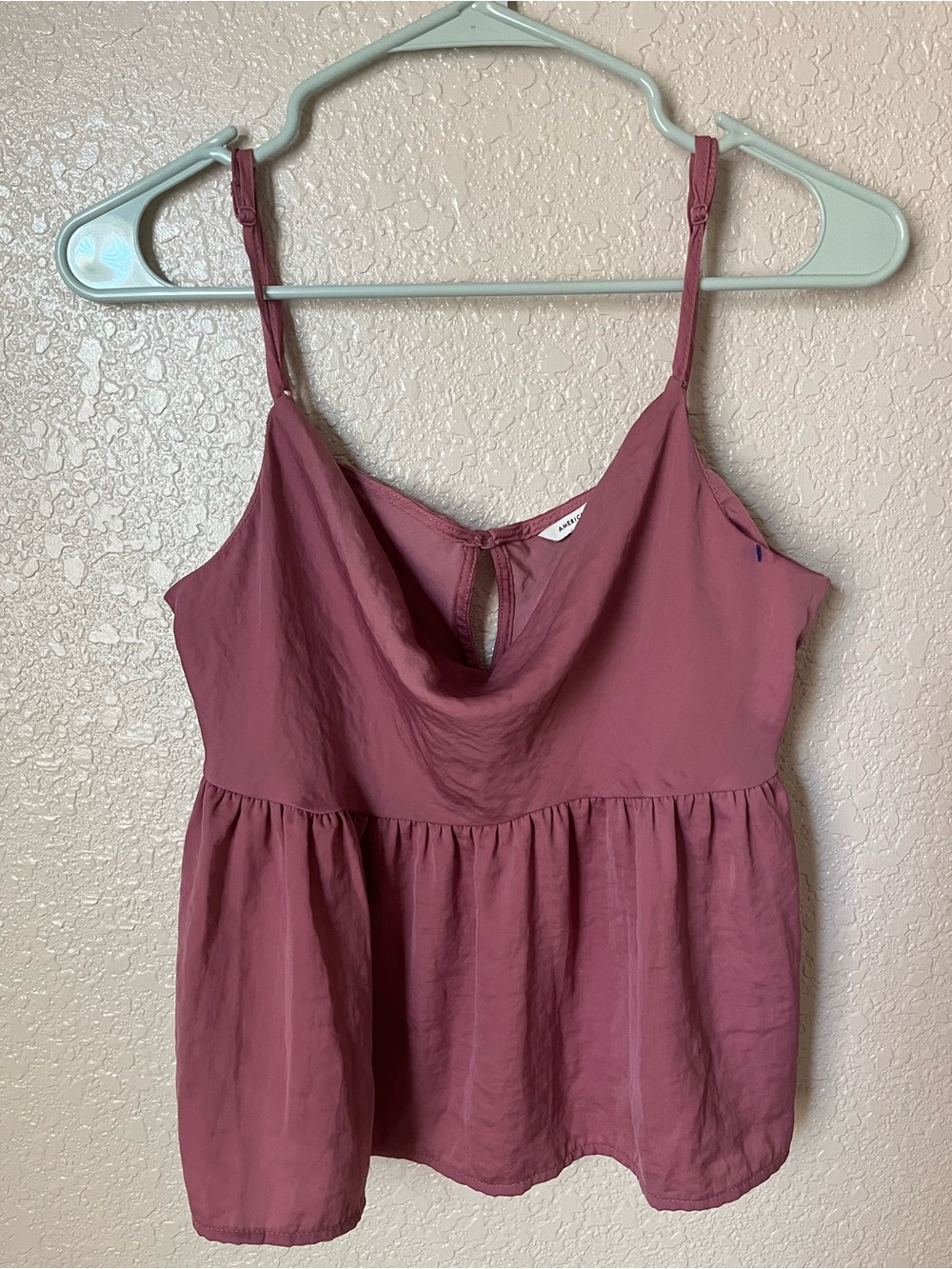 American Eagle Outfitters Dusty Rose Cowl-Neck Spaghetti Strap Tank